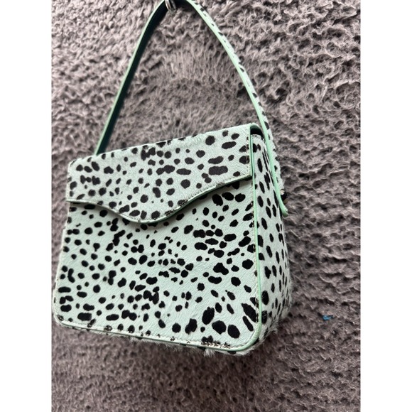 Edie Parker‎ Dalmation Print Real Calf Hair Leather Hand Bag Green - Picture 5 of 12